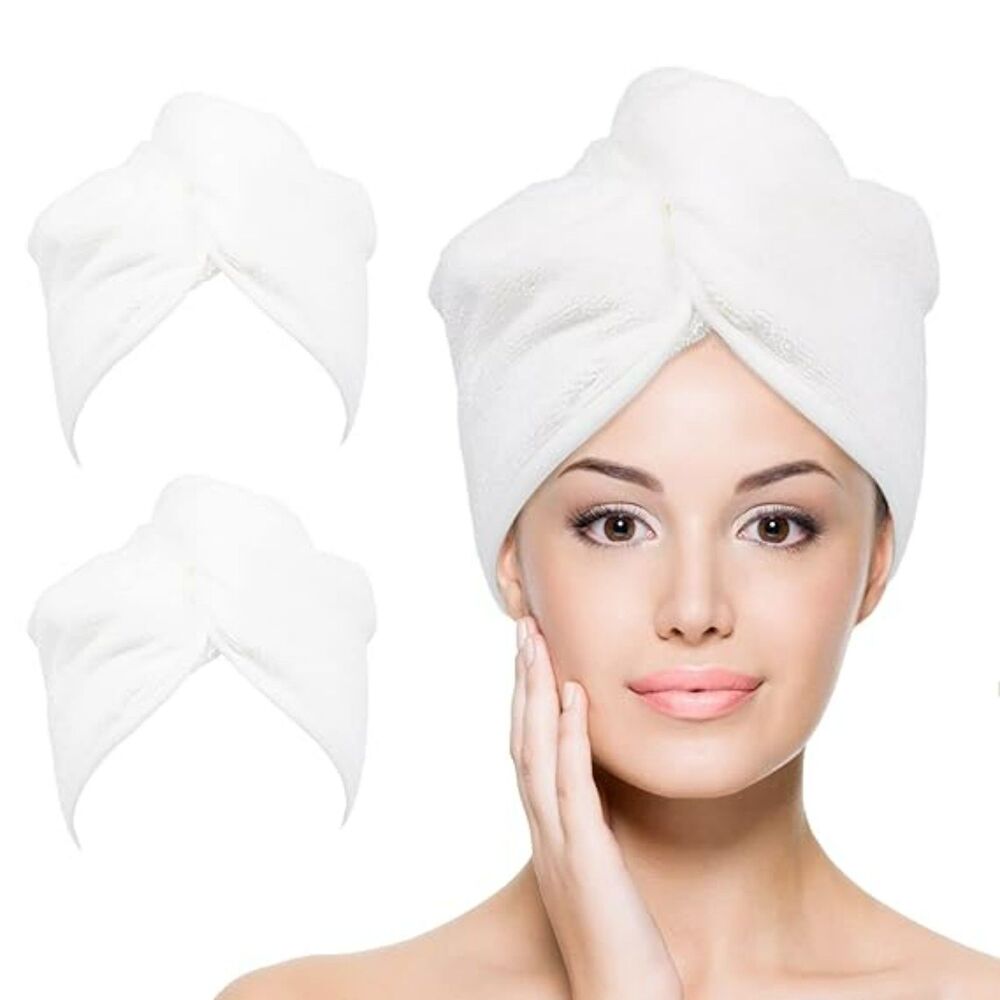 YoulerTex Microfiber Hair Towel Hair Wrap: 2 Pack 10X26
